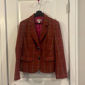 Talbots orange plaid wool blazer